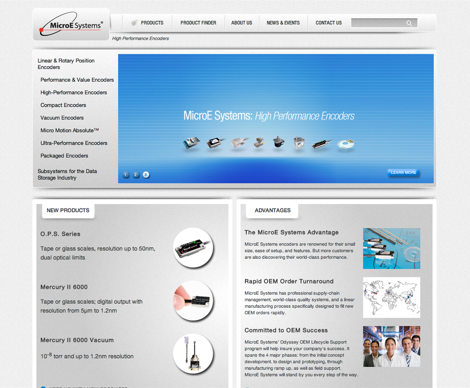 MicroE website homepage