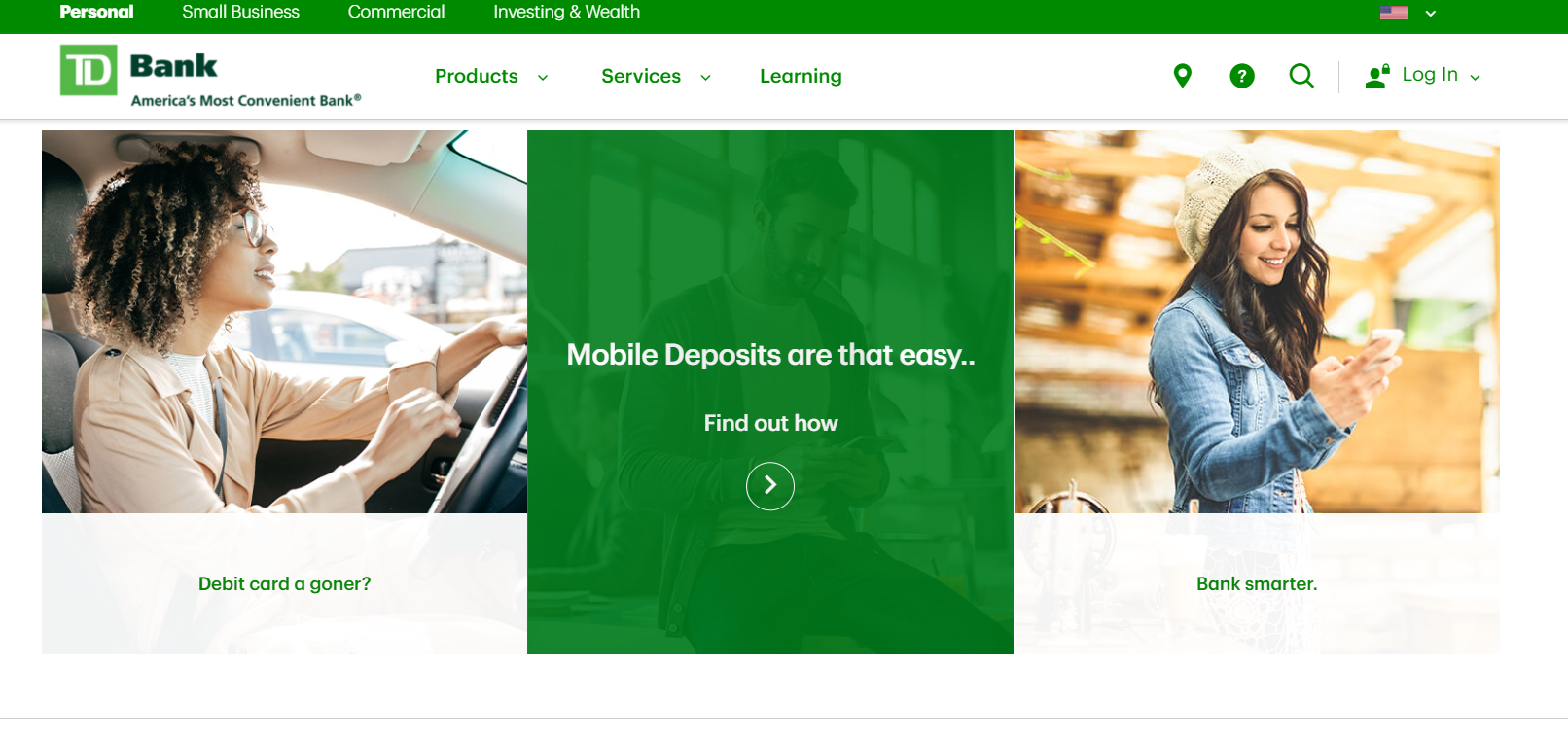 TD Bank uses green with graphic images to encourage engagement